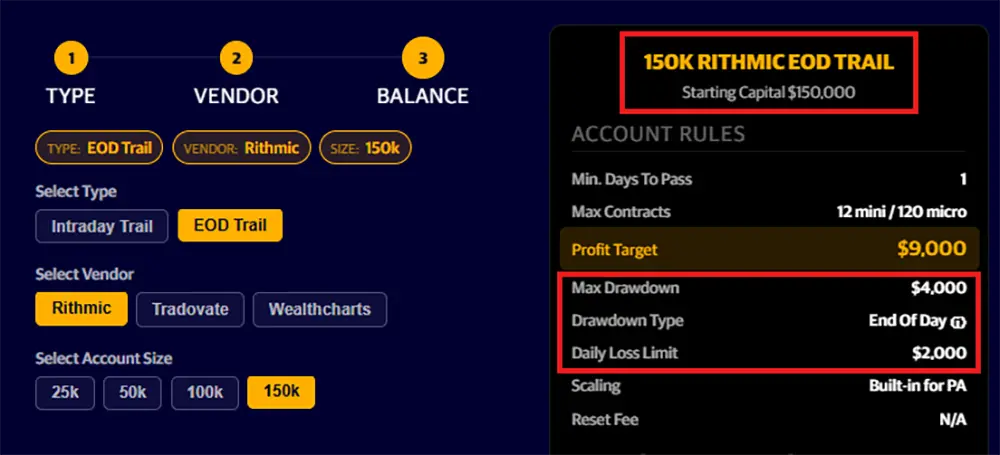 apex trader funding drawdown rules example
