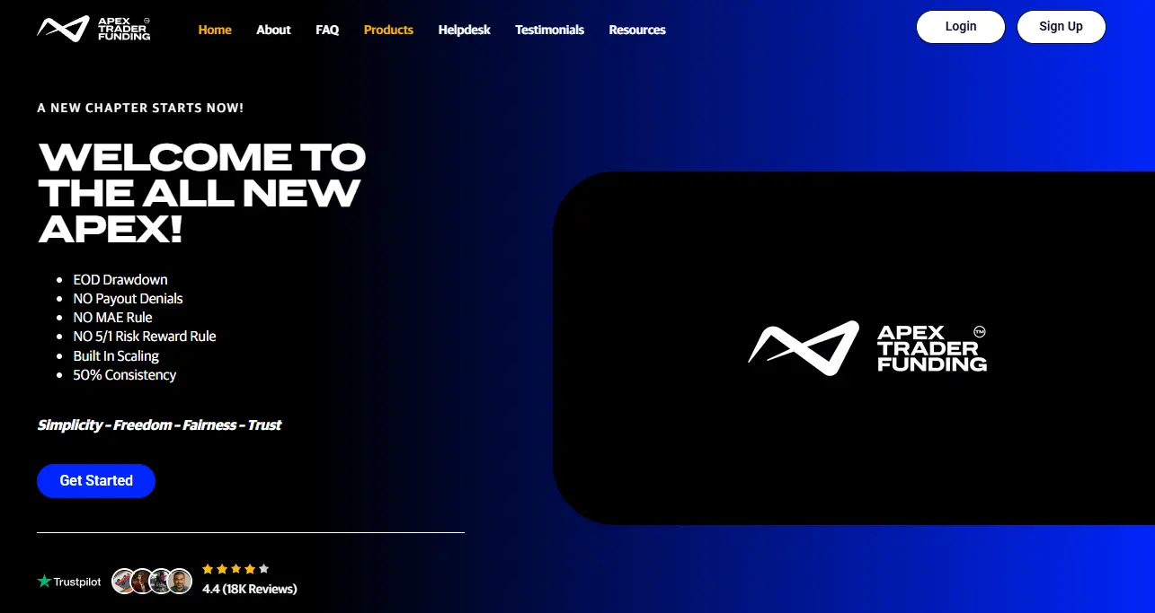 apex trader funding prop firm home page