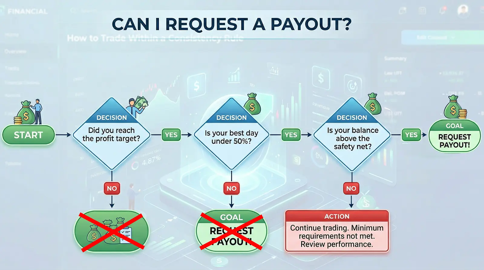 consistency rule flowchart explaining what needs to happen before you can request a payout