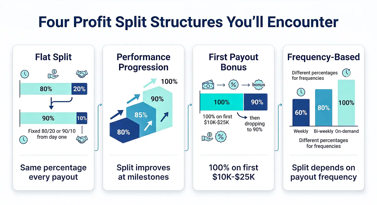 common profit split types that are popular amongst prop firms