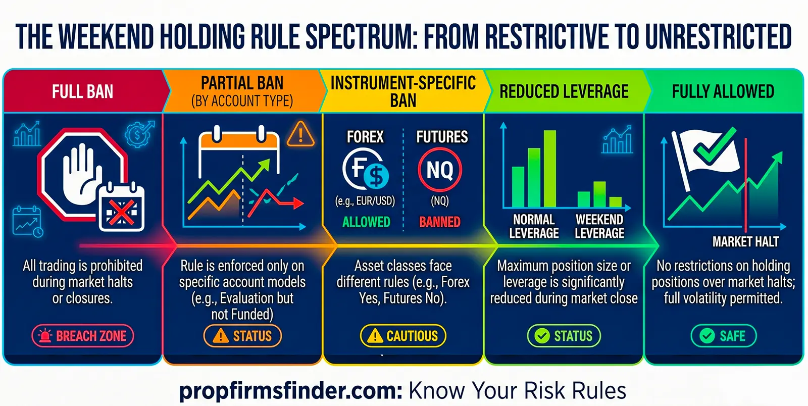 weekend holding rule spectrum graph from restrictive to unrestrictive